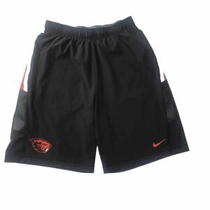 Nike OSU Oregon State Beavers Dri Fit Black Orange Football Shorts Mens L Large